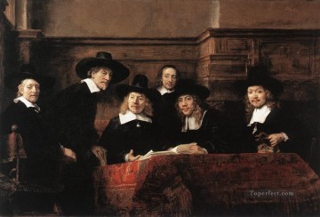  rembrandt Pintura al %C3%B3leo - Funcionarios de muestreo del DrapersGuild Rembrandt